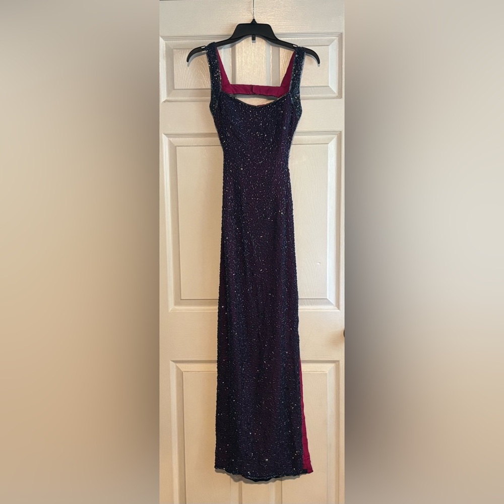 🌺 Andretta Donatello Elegant Purple and Pink Beaded Evening Gown